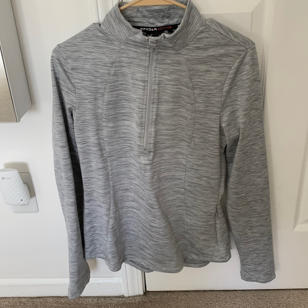 Grey quarter zip athletic jacket